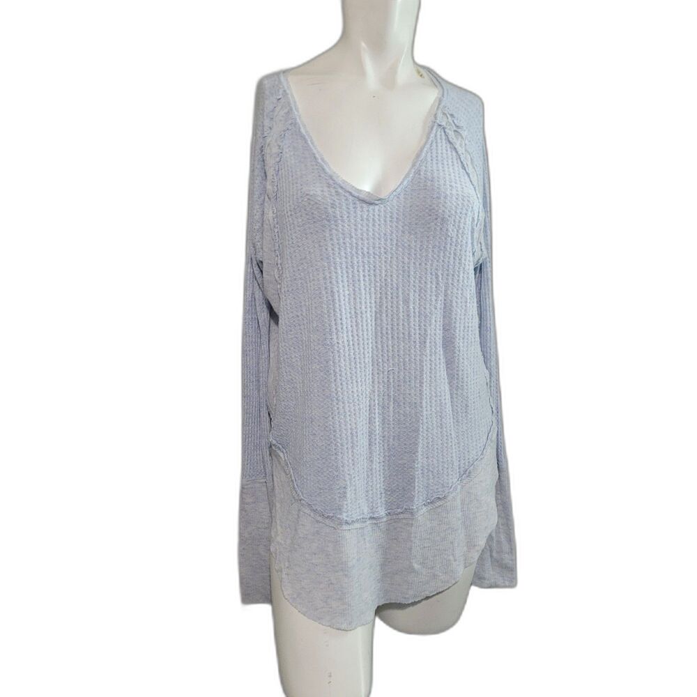 We The Free Small waffle knit lightweight fray scoop neck tunic longsleeve